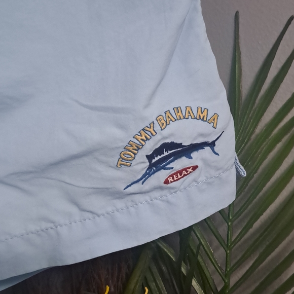 TOMMY BAHAMA RELAX MEN’S BLUE SWIM TRUNKS SIZE L DRAWSTRING WITH POCKETS - Picture 3 of 8